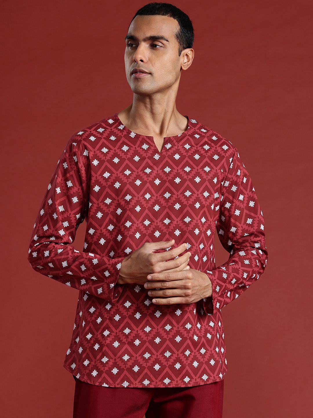 Anouk Pure Cotton Printed High-Low Kurta