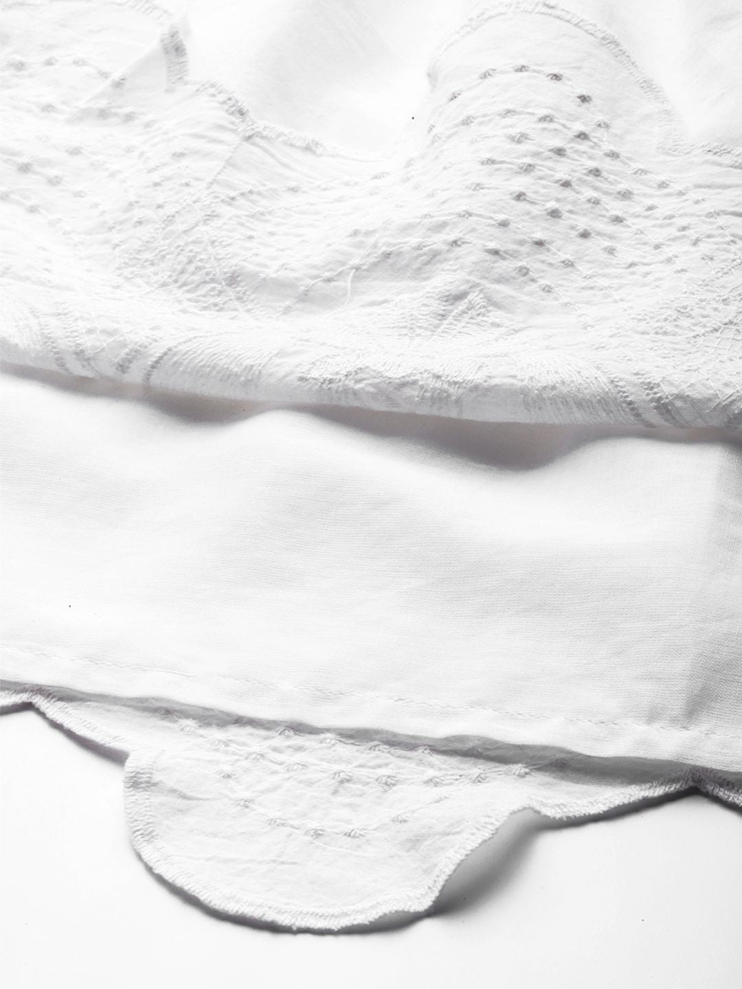 SASSAFRAS White Pure Cotton Solid A-Line Dress