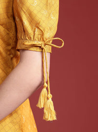 Anouk Checked Puff Sleeve Kurta