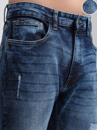 HIGHLANDER Men Blue Tapered Fit Mid-Rise Mildly Distressed Light Fade Stretchable Jeans