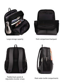 ZOUK Women Chevron Printed Vegan Leather Backpack With Compression Straps-Up to 16 inch