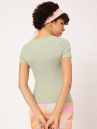 DressBerry Dazzling Diva Ribbed Lacey Top