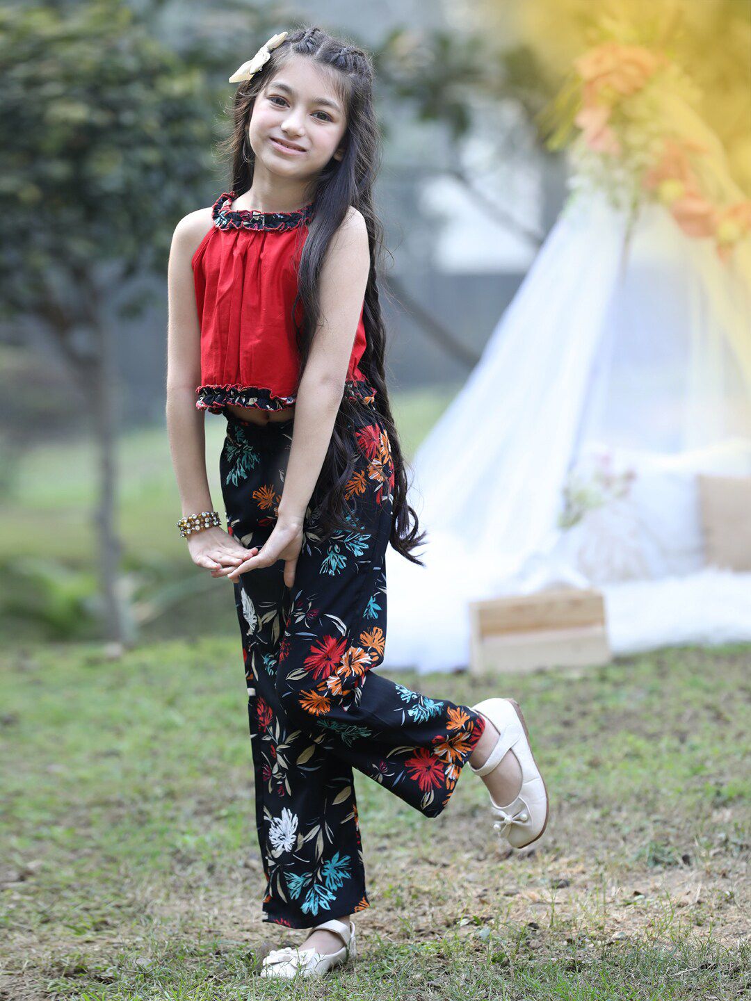 Cutiekins Girls Round Neck Top with Trousers