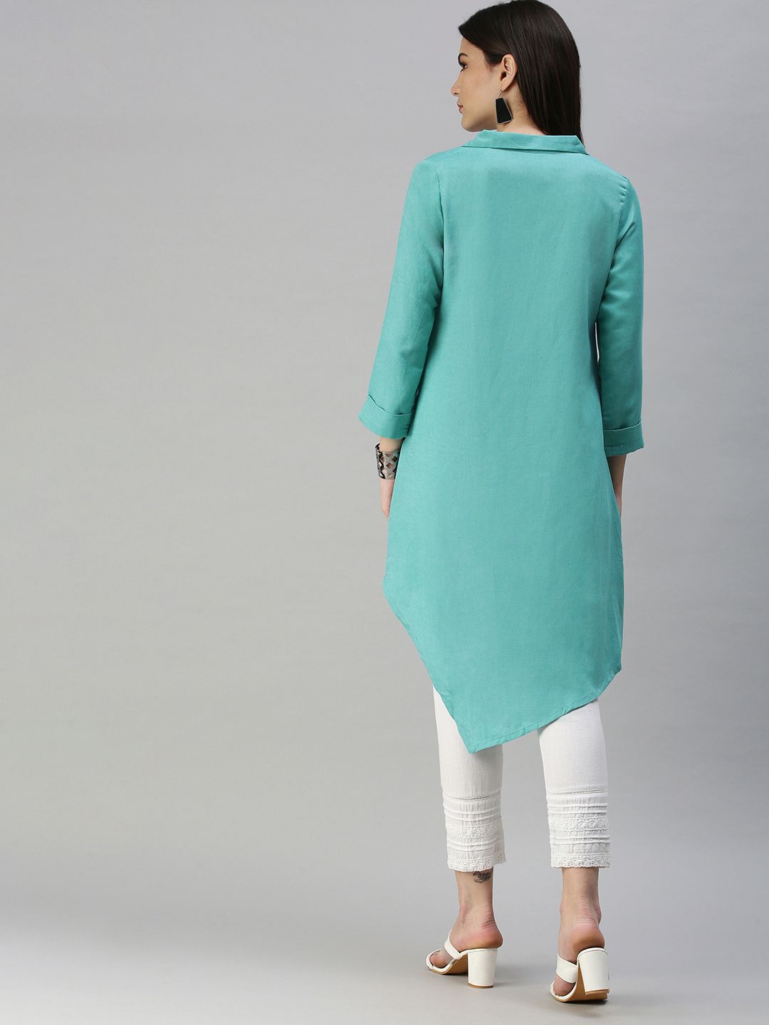 Global Desi Sea Green Asymmetric Tunic
