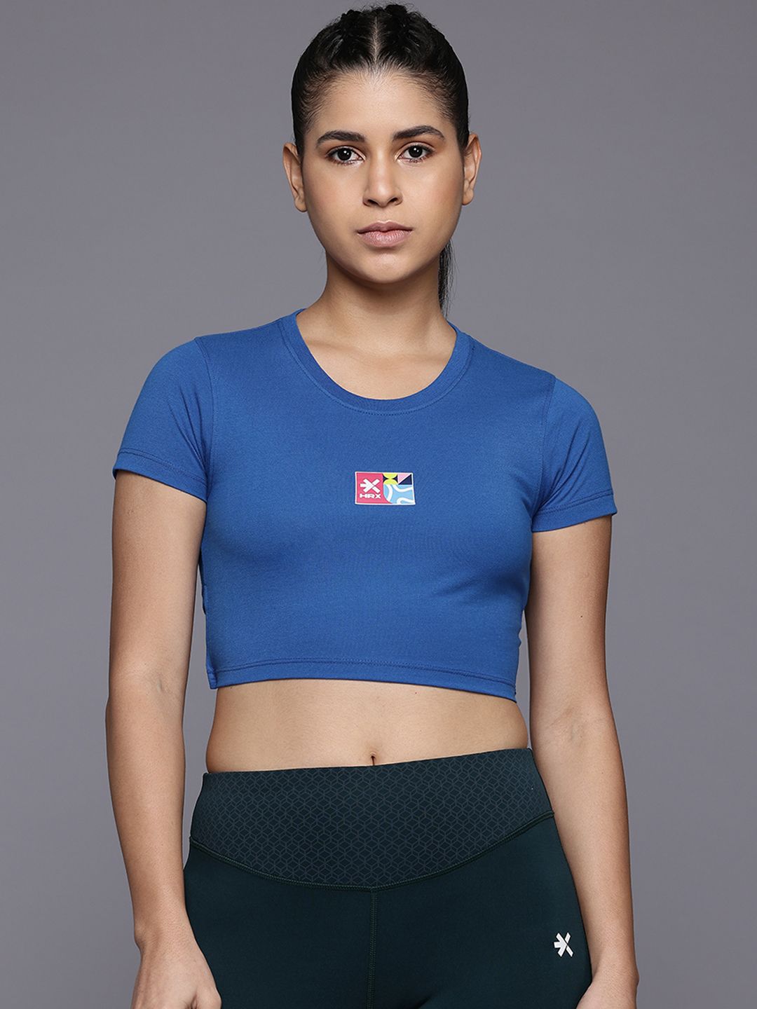 HRX by Hrithik Roshan Women Typography Printed Tie-Up Crop T-shirt