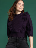 DressBerry Self-Design Ruffled Blouson Top