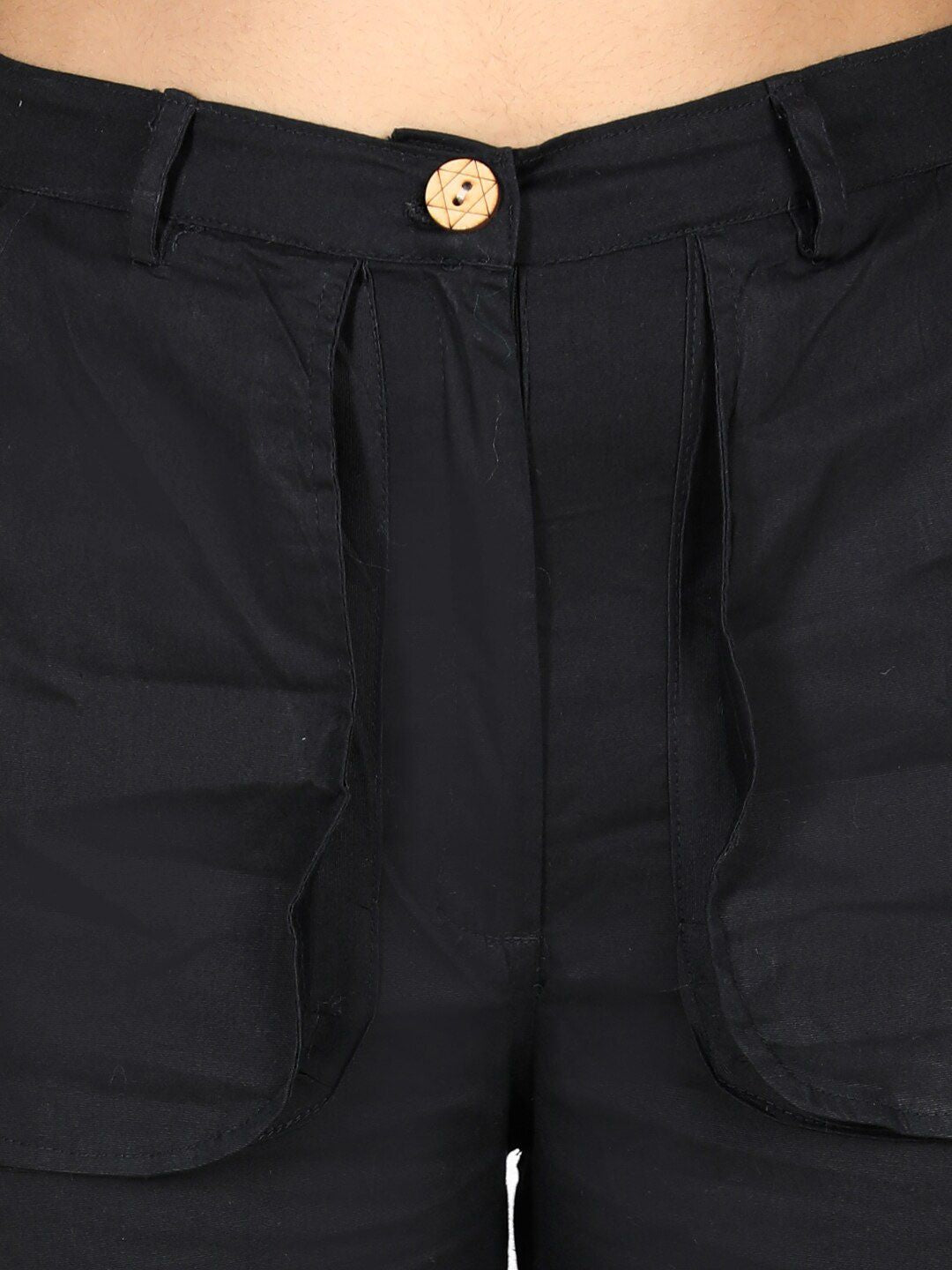 Cutiekins Girls Black High-Rise Cargos Trouser