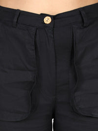Cutiekins Girls Black High-Rise Cargos Trouser