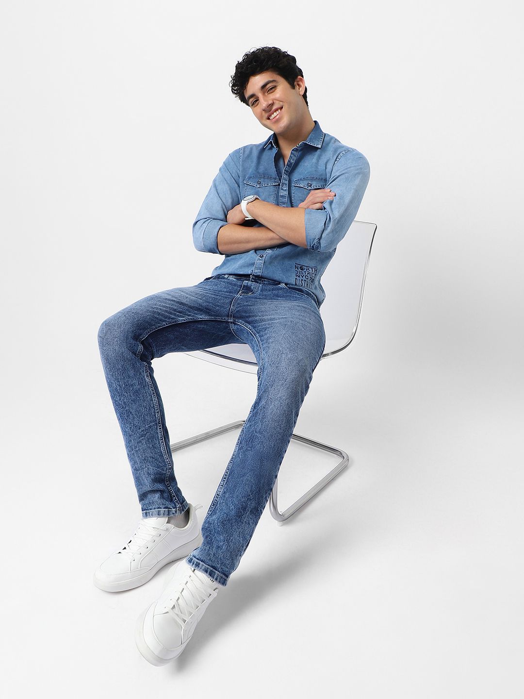 Urbano Fashion Men Skinny Fit Heavy Fade Stretchable Cotton Jeans