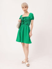 DressBerry Girly Glam Smocked Bows A-Line Mini Dress