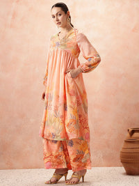 all about you Floral Printed Empire Kurta with Palazzos & With Dupatta