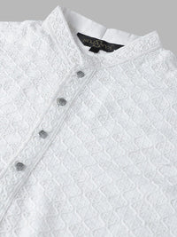 SOJANYA Mandarin Collar Chikankari Embroidered Pure Cotton Kurta