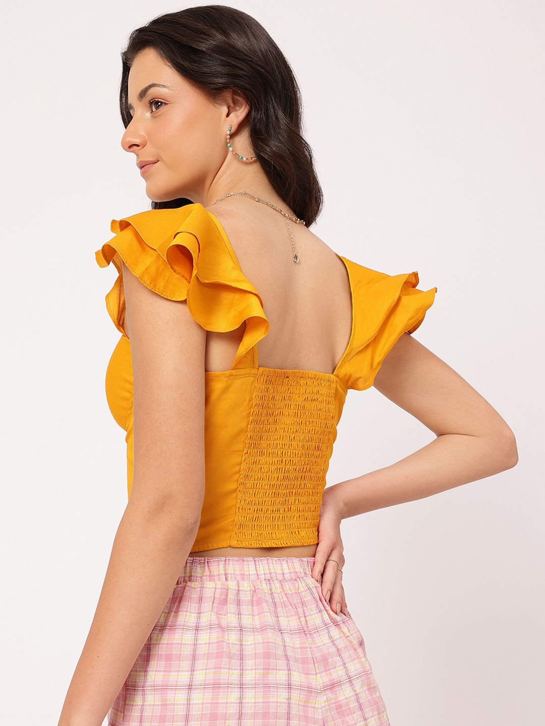 DressBerry Dopamine-Dressing Flutter Sleeve Corset Top