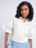 DressBerry Charming Chic Puffed Sleeves Boxy Crop Shirt