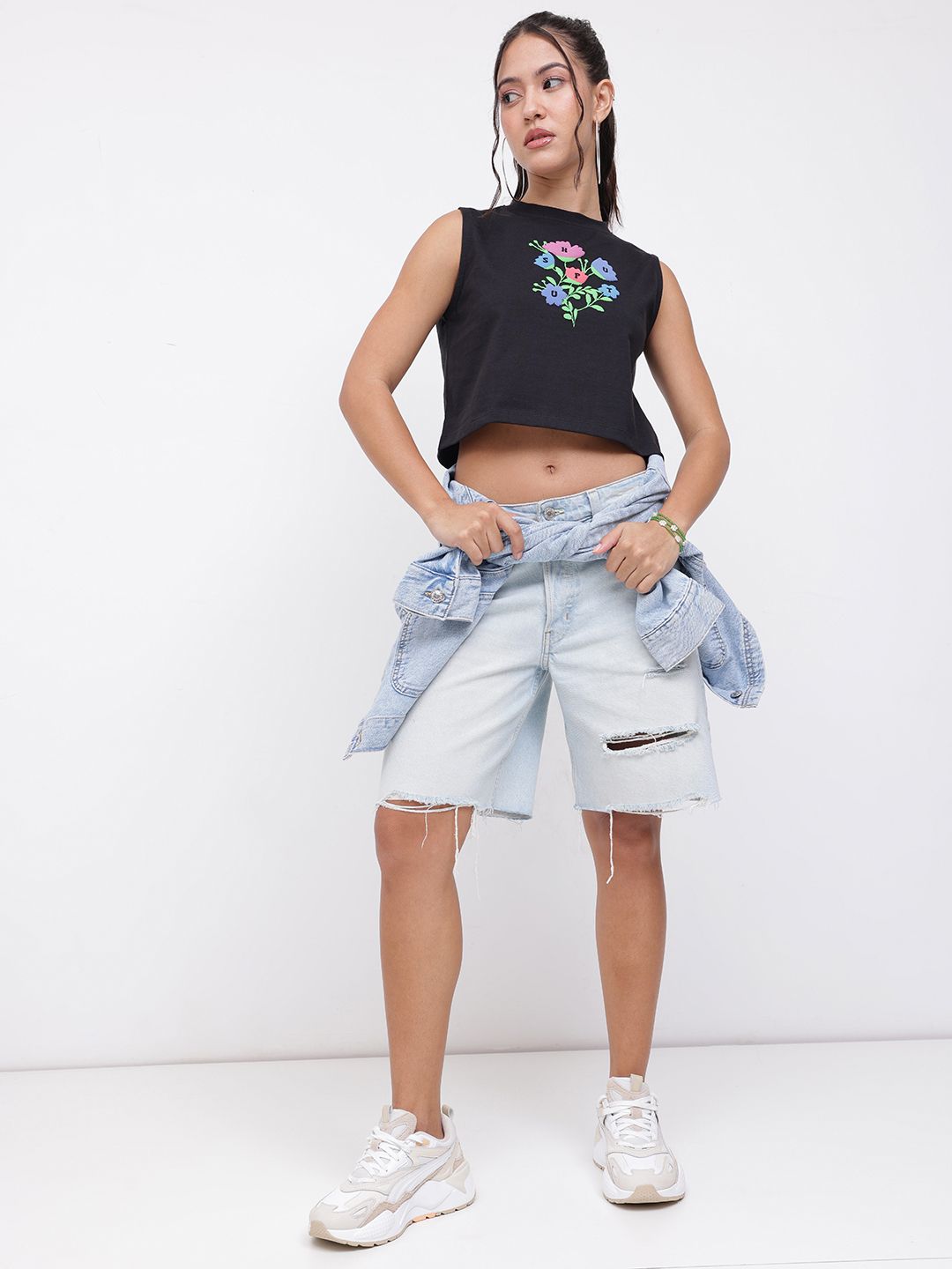 DressBerry Carefree Attitude Sleeveless Crop T-shirt