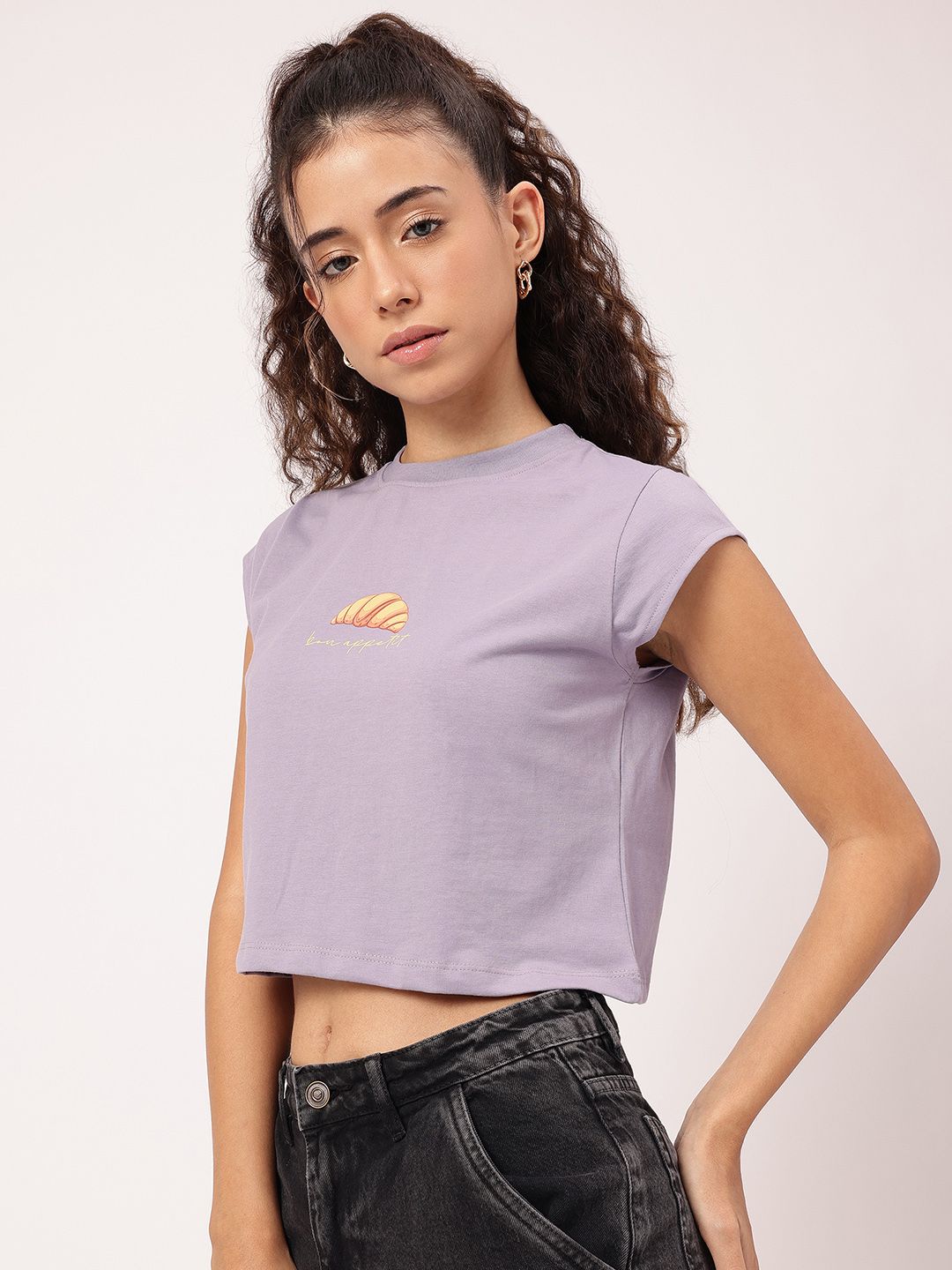 DressBerry Sweet Buns Cap Sleeves Crop Tee