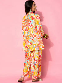 Libas Abstract Printed A-Line Shirt & Palazzo Set