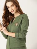 DressBerry Women Green Solid Sweatshirt