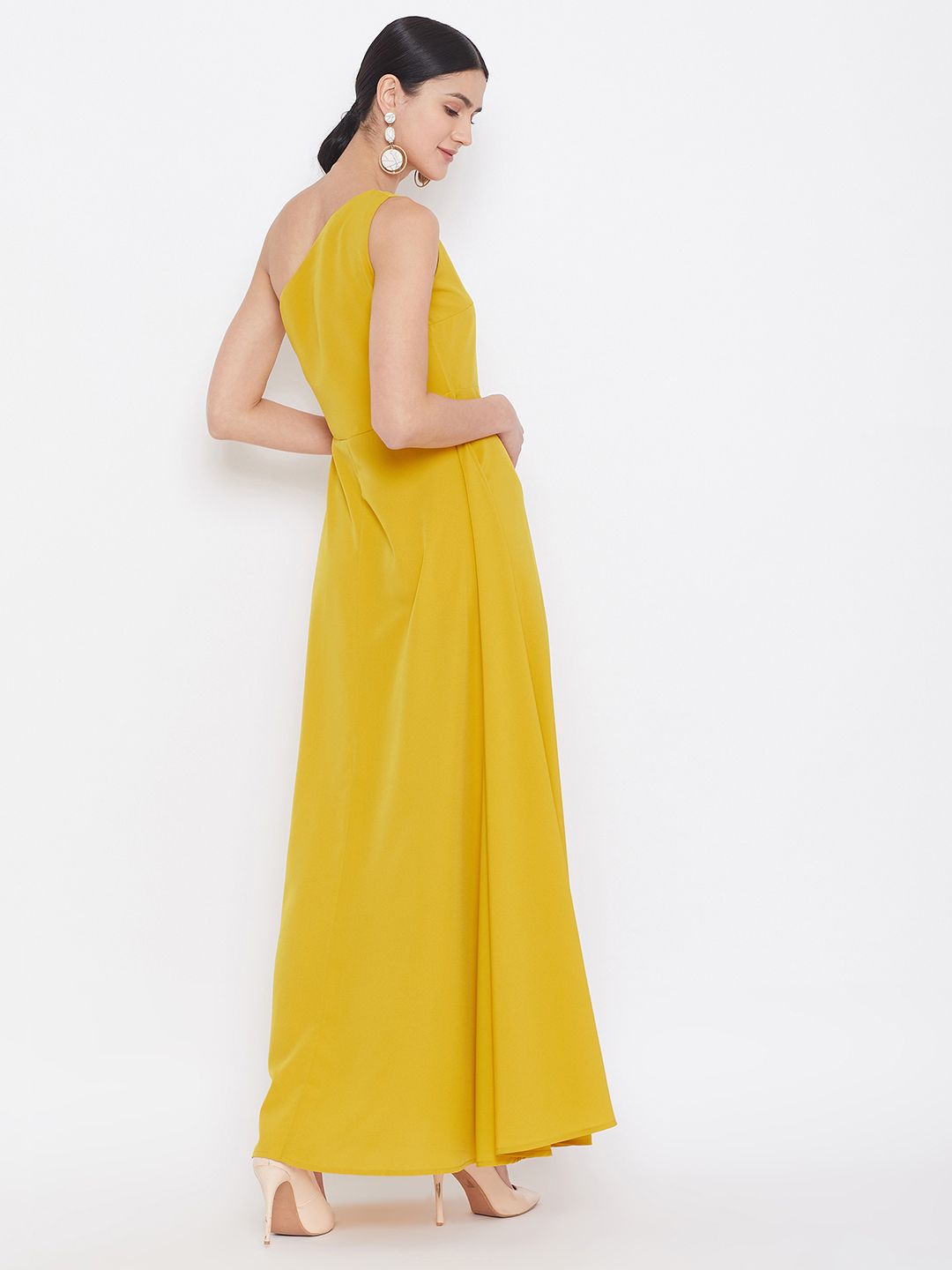 Berrylush Yellow Pleated Maxi Dress