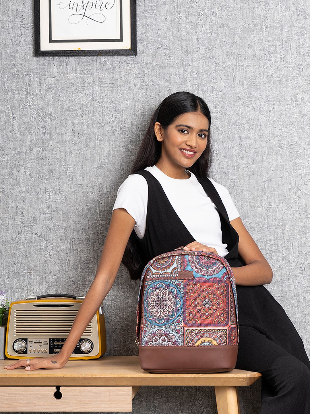 ZOUK Women Ethnic Motifs Printed Backpack