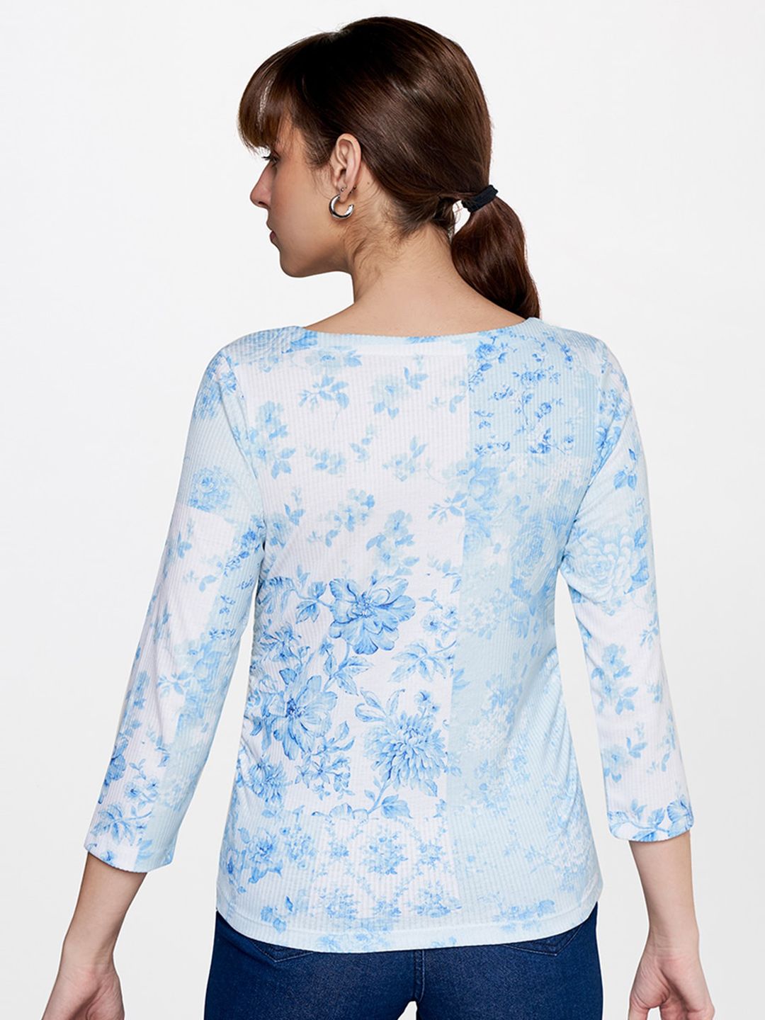 AND Floral Print Square Neck Top