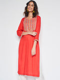 Global Desi Ethnic Motifs Yoke Design Thread Work Kurta