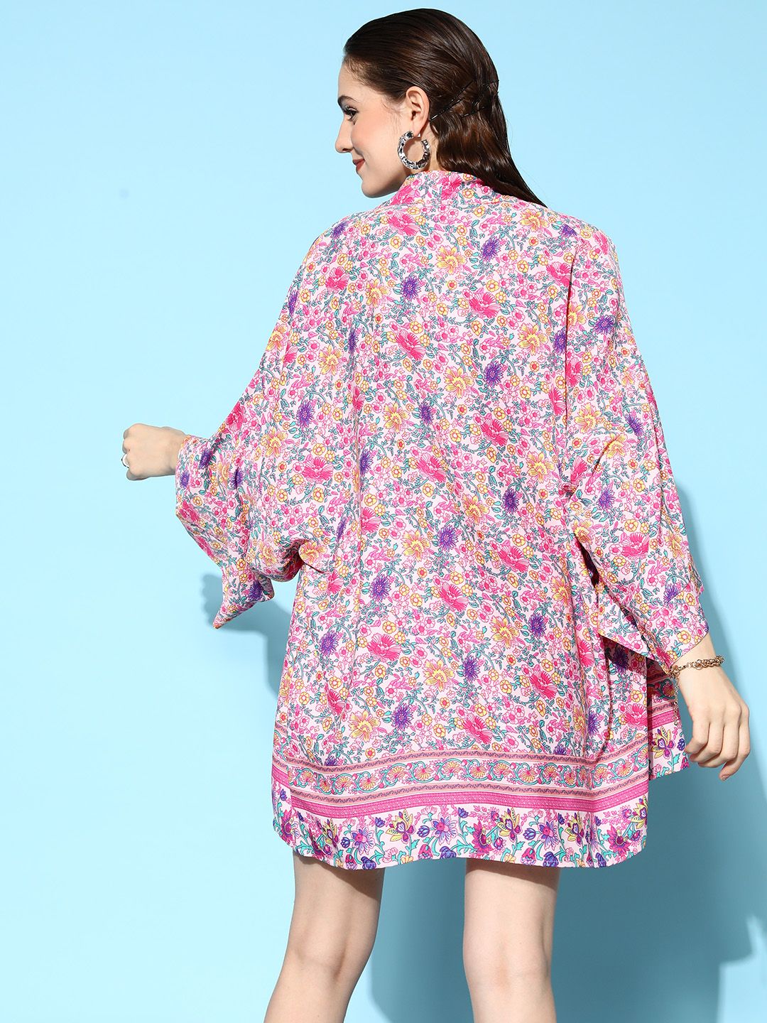 Berrylush Pink 3-Piece Printed Top with Shorts and Shrug