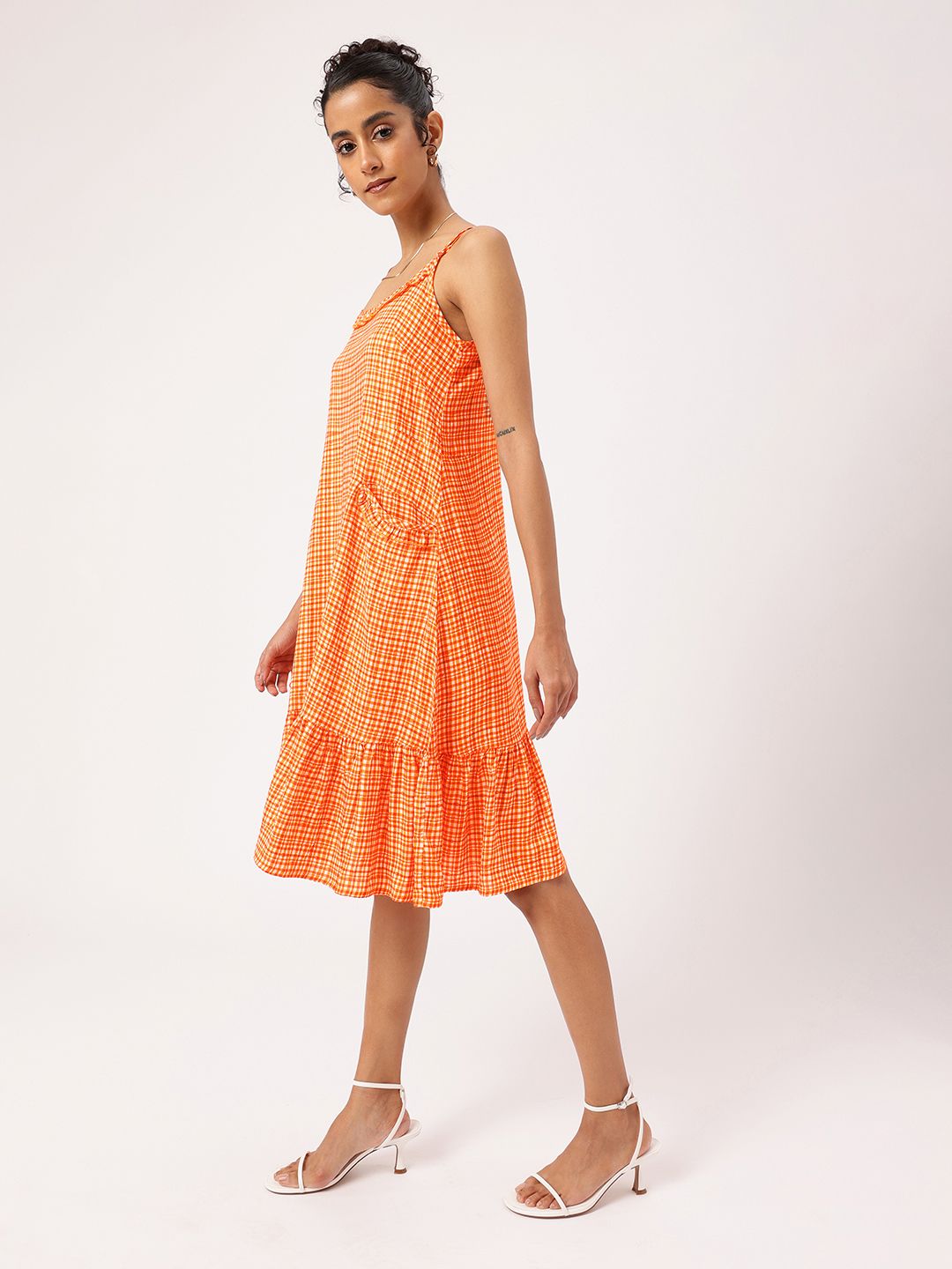 DressBerry Boho Edgy Core Shoulder Straps Checks A-line Dress