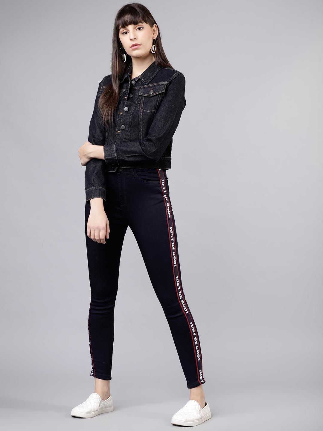 Tokyo Talkies Women Blue Solid Denim Jacket