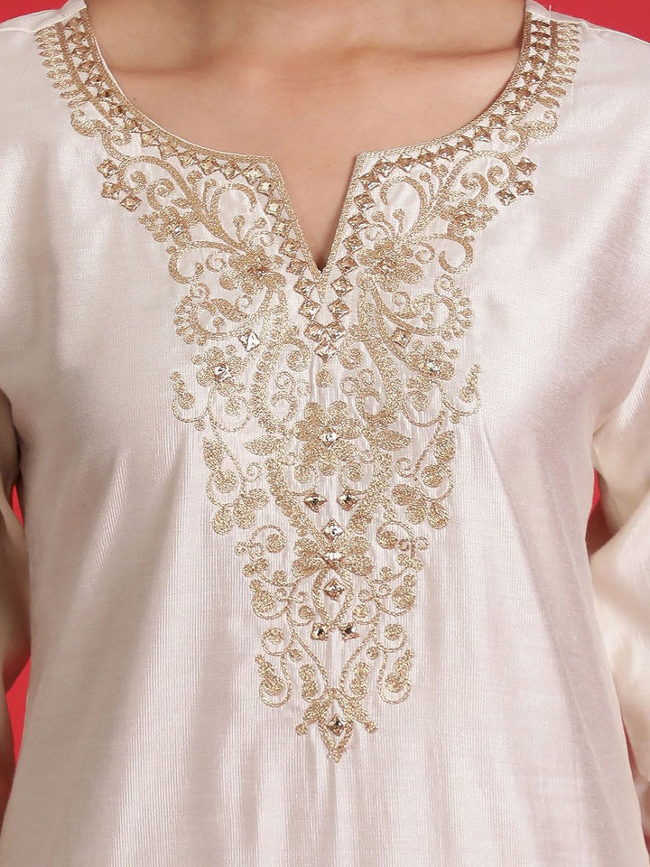 Indo Era Ethnic Motifs Yoke Design Thread Work Kurta With Trousers & Dupatta