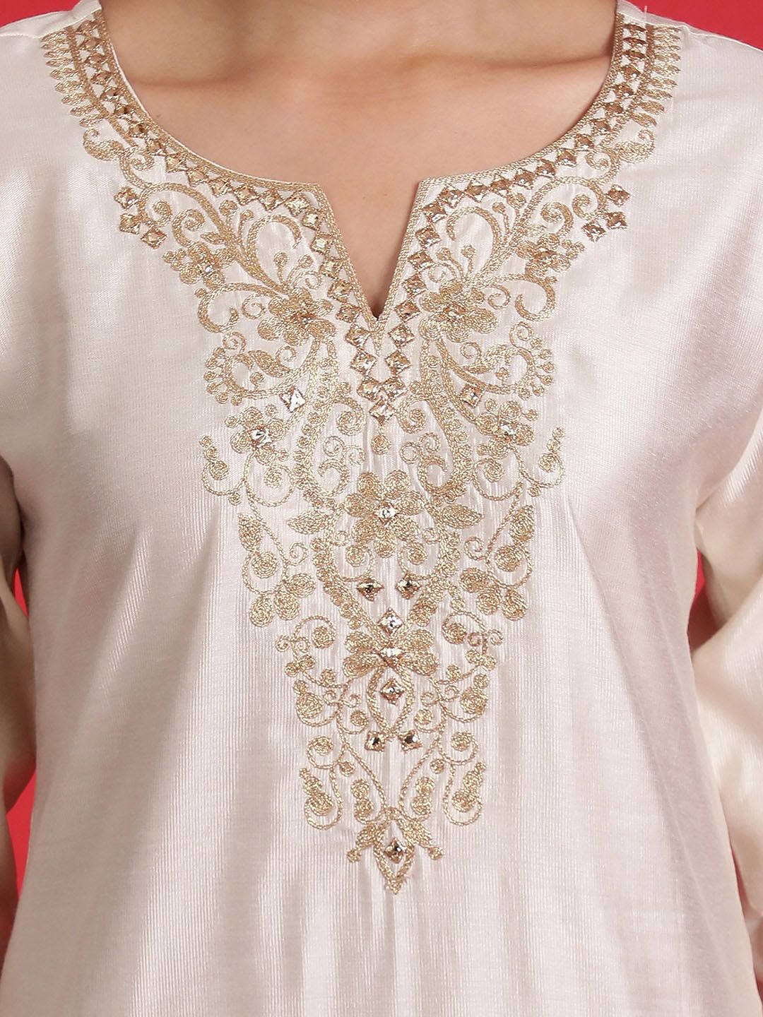 Indo Era Ethnic Motifs Yoke Design Thread Work Kurta With Trousers & Dupatta