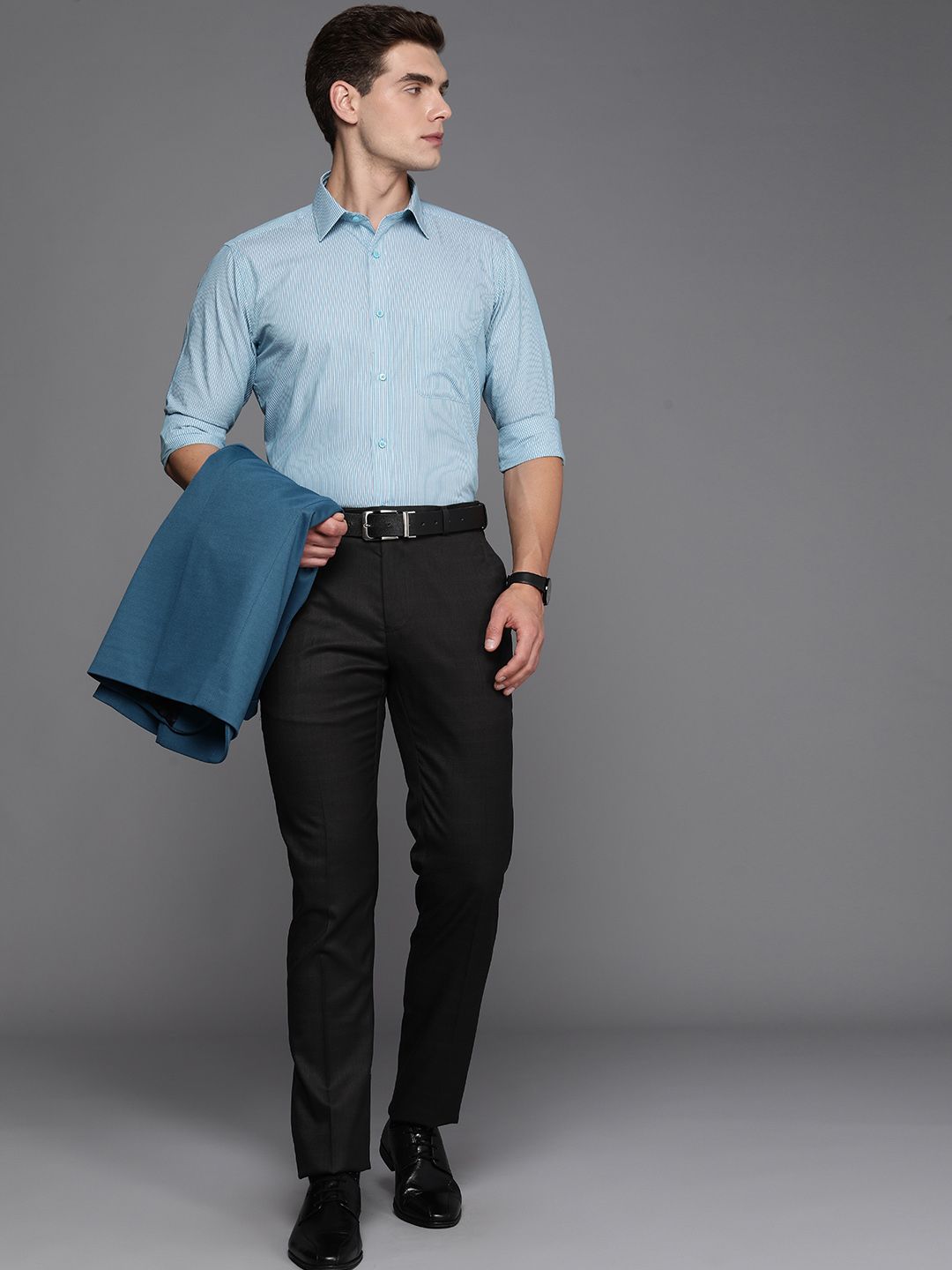 Raymond Pure Cotton Slim Fit Striped Formal Shirt