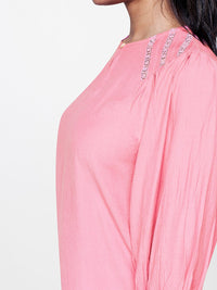 AND Keyhole Neck Puff Sleeve Top