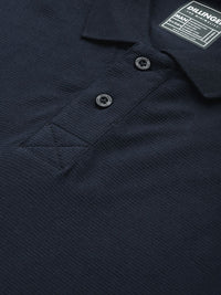 DILLINGER Men Solid Honeycomb Structure Oversized Cotton Polo T-Shirt