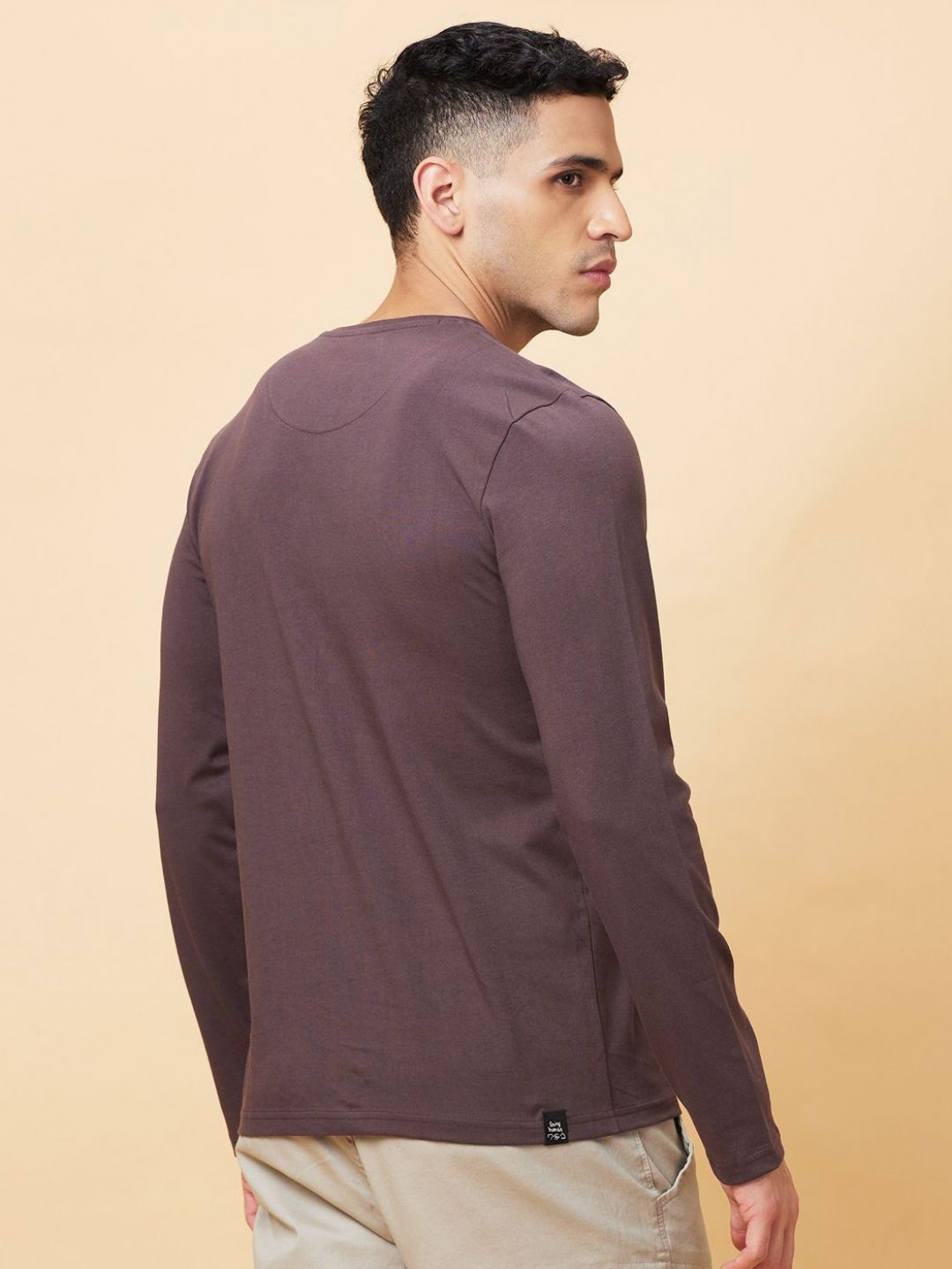 Being Human Men Varsity Printed Henley Neck Applique T-shirt