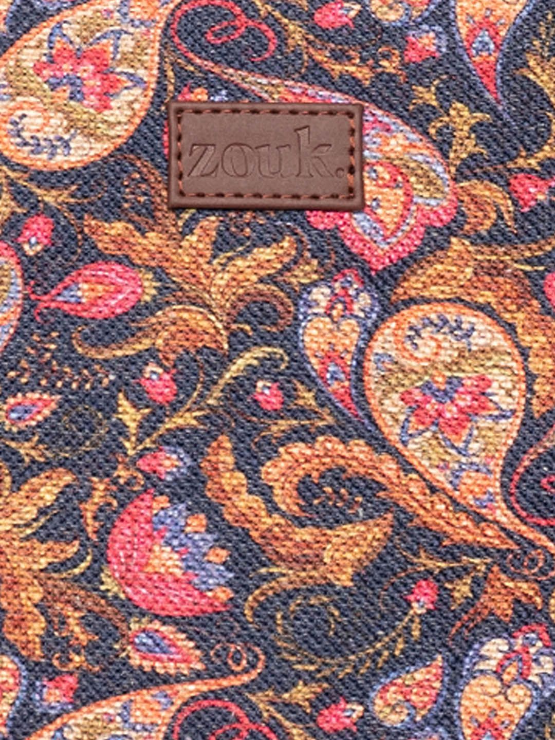 ZOUK Navy Blue & Pink Printed Vegan Leather Sustainable Shoulder 16 Inch Laptop Tote Bag