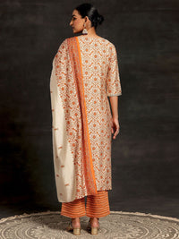 Libas Women Floral Printed Regular Sequinned Kurta with Palazzos & With Dupatta