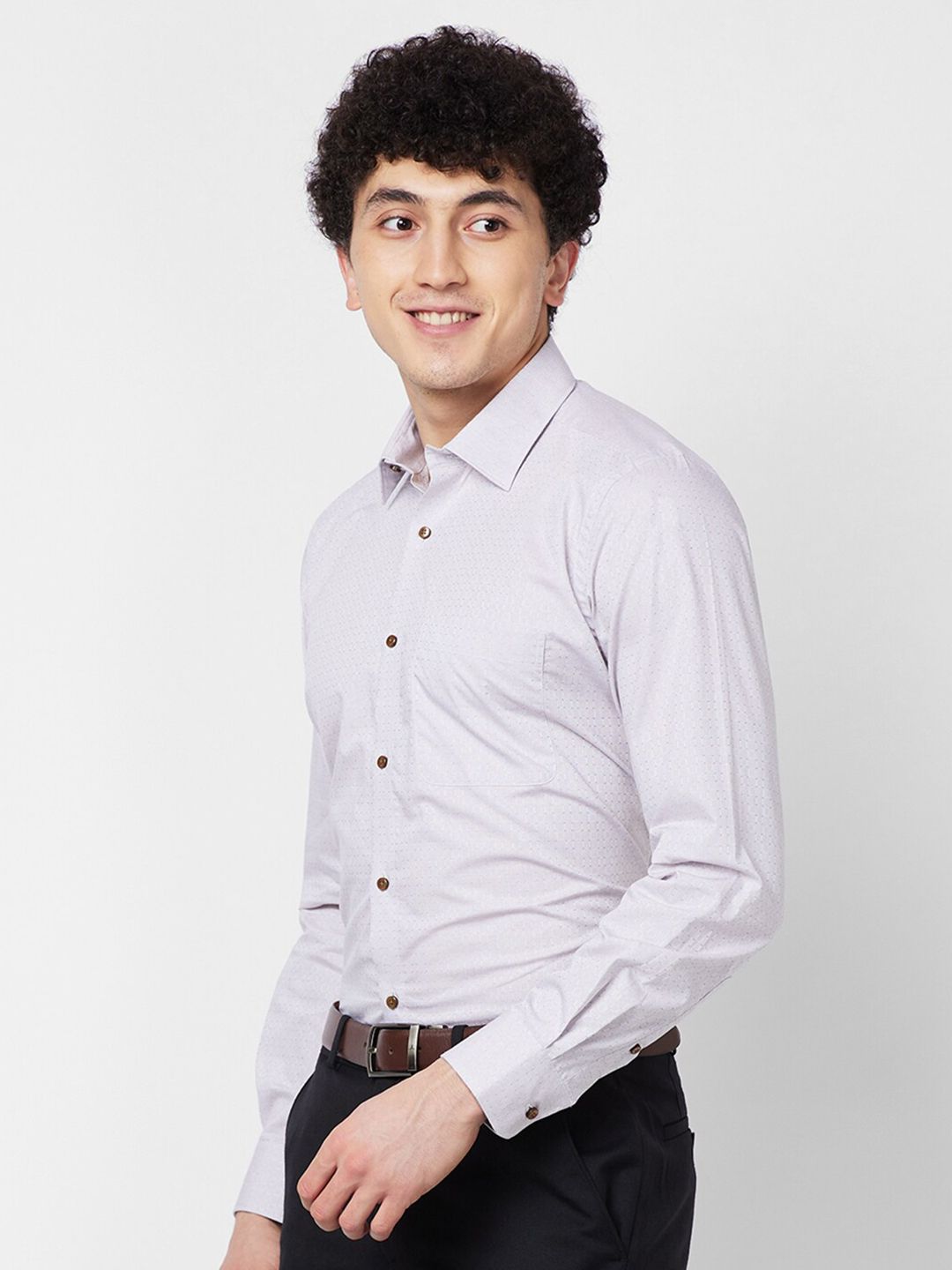 Raymond Spread Collar Long Sleeves Checked Contemporary-Fit Cotton Formal Shirt