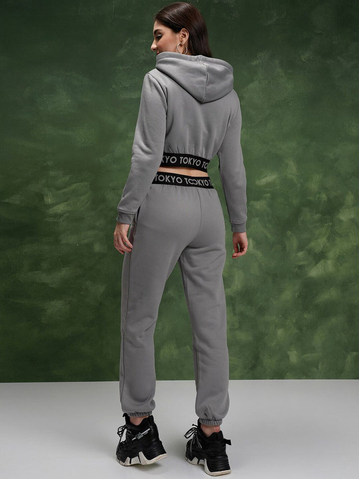 Tokyo Talkies Crop Hoodie Sweatshirt With High-Waisted Jogger Co-Ords