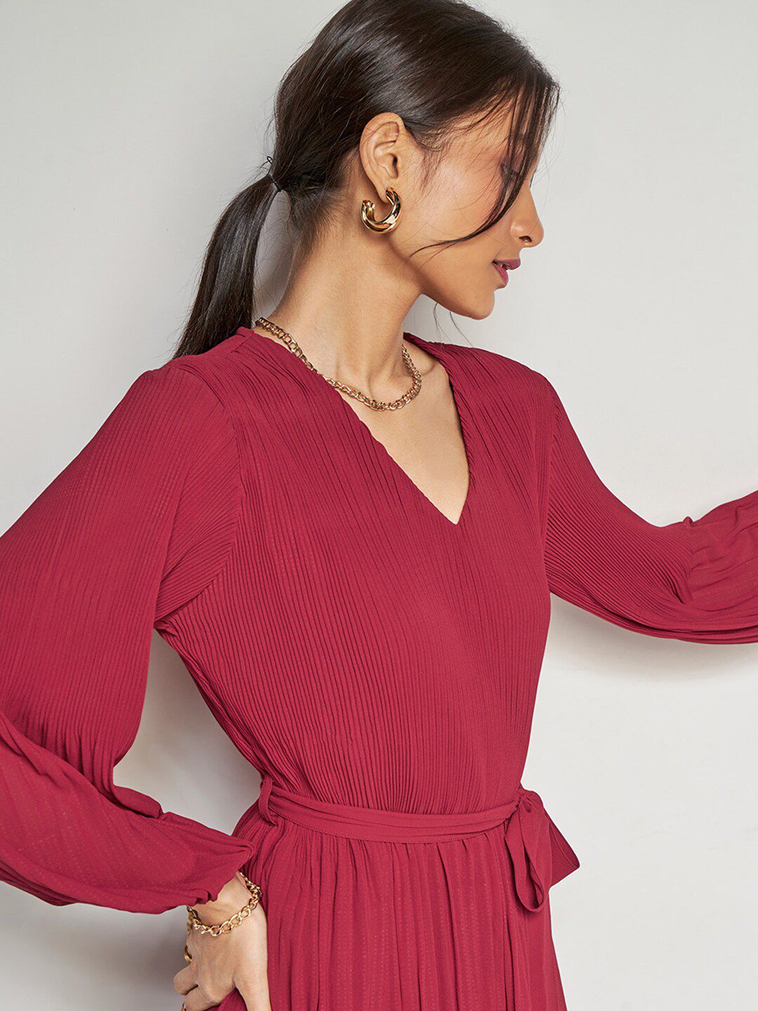 AND Flared Sleeve Drop-Waist Dress