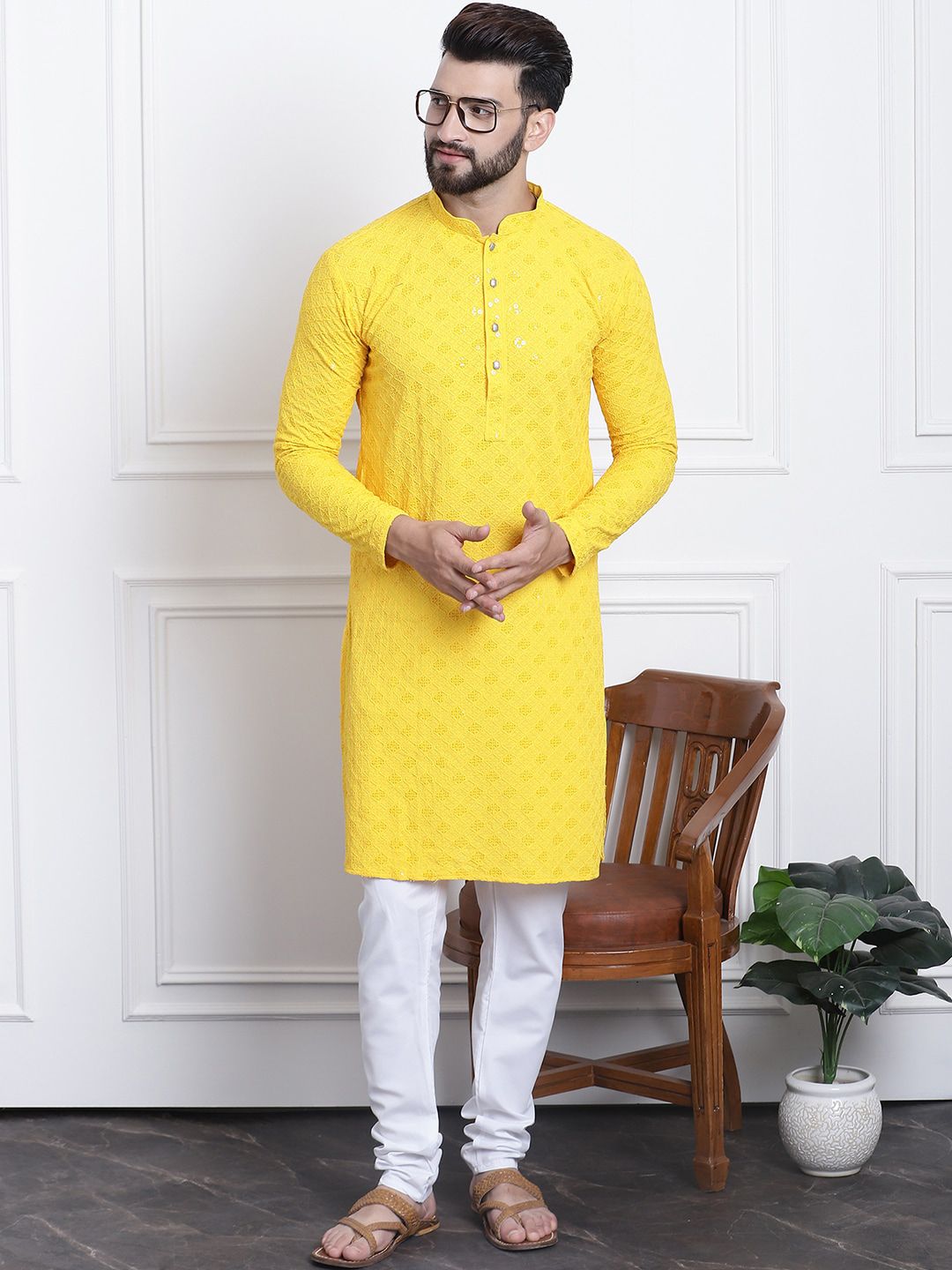 SOJANYA Sequin Embellished Pure Cotton Kurta