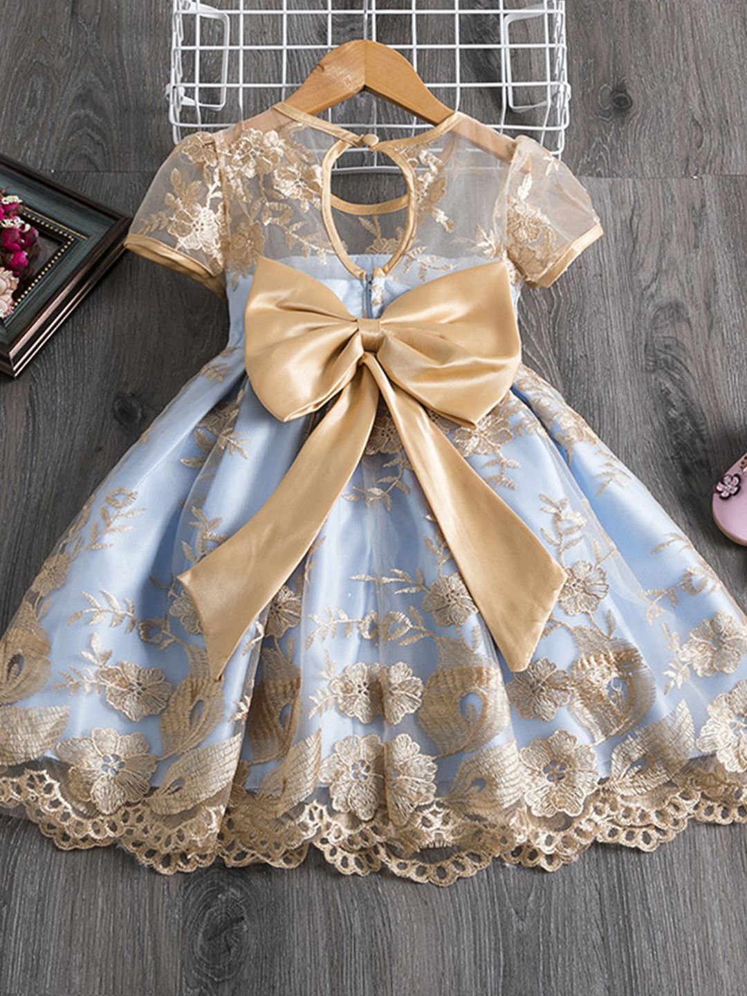 YK Girls Embellished Fit & Flare Dress