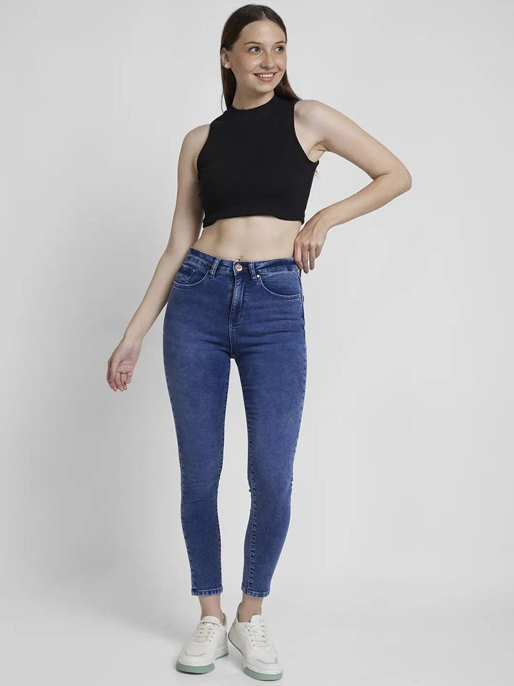 SPYKAR Women Slim Fit High-Rise Heavy Fade Stretchable Jeans