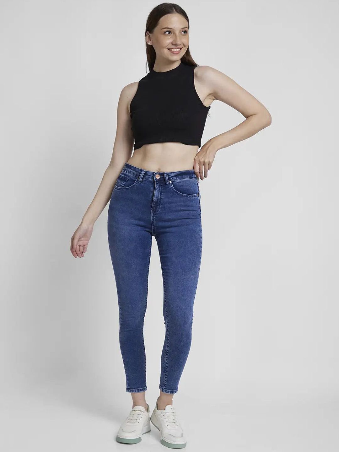 SPYKAR Women Slim Fit High-Rise Heavy Fade Stretchable Jeans