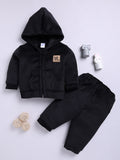 Moms Love Infant Boys Ribbed Velvet-Finish Pure Cotton Hooded Sweatshirt With Joggers