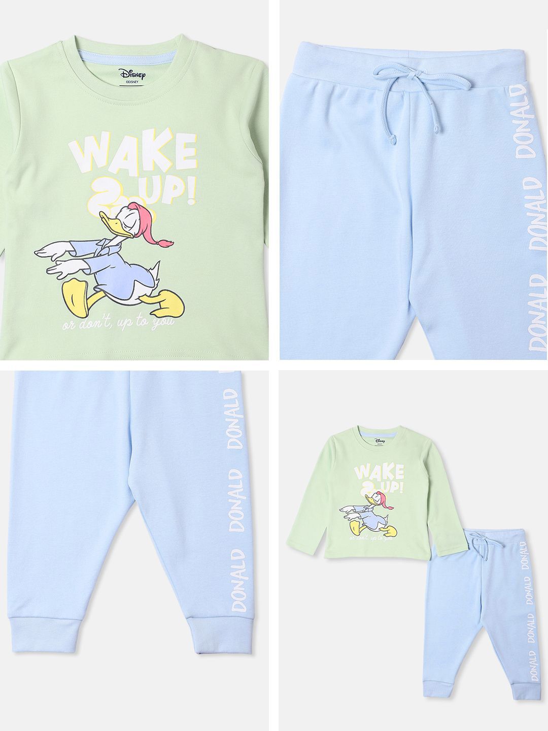 NautiNati Disney Donald Duck Baby Boys Green & Blue Casual T-shirt & Track Pants