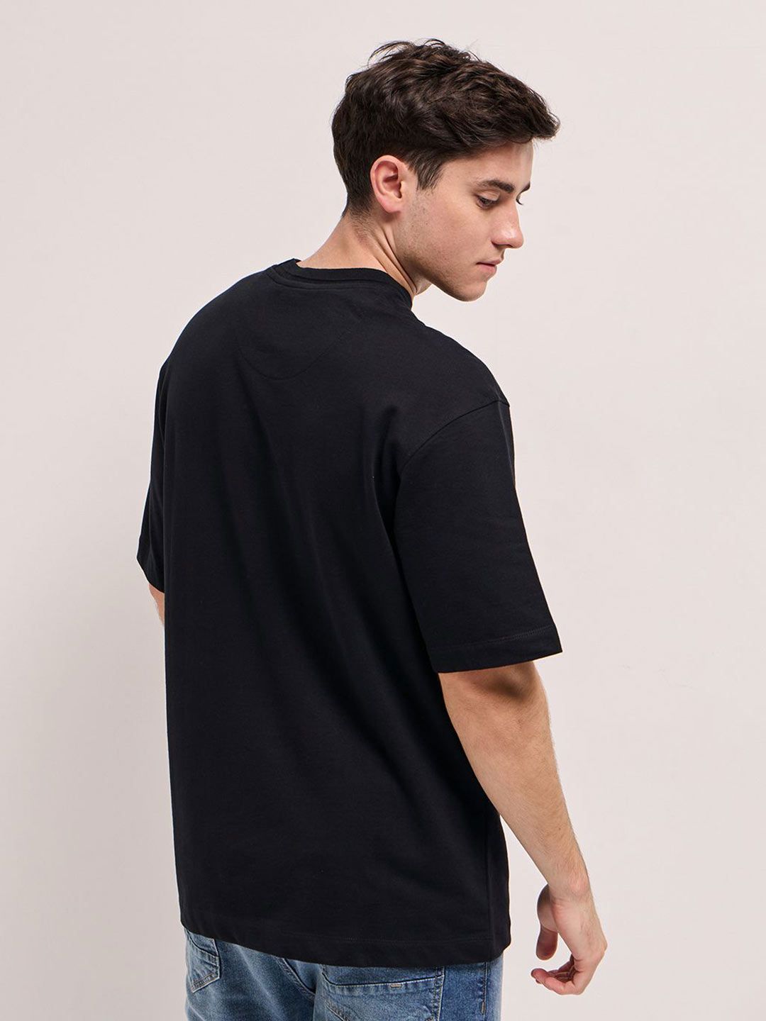 THE BEAR HOUSE Men Graphic Printed Round Neck Pure Cotton Oversized T-shirt