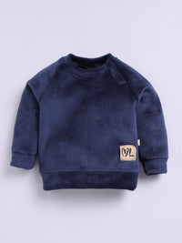 Moms Love Infant Boys Ribbed Velvet-Finish Pure Cotton Sweatshirt With Joggers