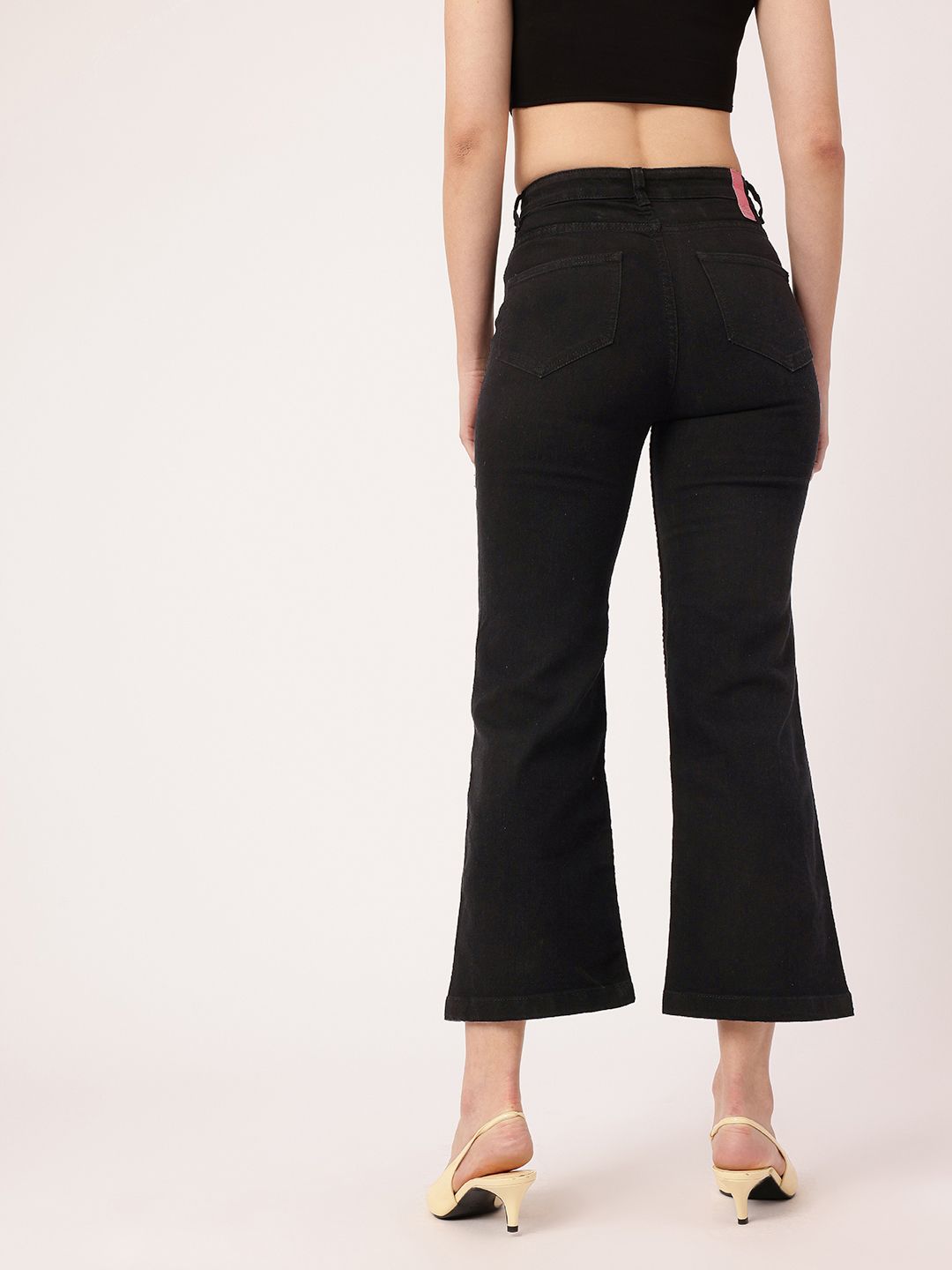 DressBerry Women Urban Edge Distressed Flared Cropped Jeans