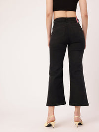 DressBerry Women Urban Edge Distressed Flared Cropped Jeans